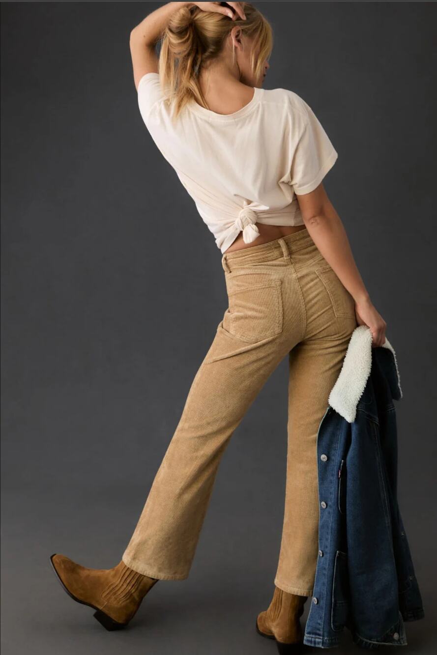 New Pilcro Yaya Mid-Rise Corduroy Crop Flare Jeans - 25 waist